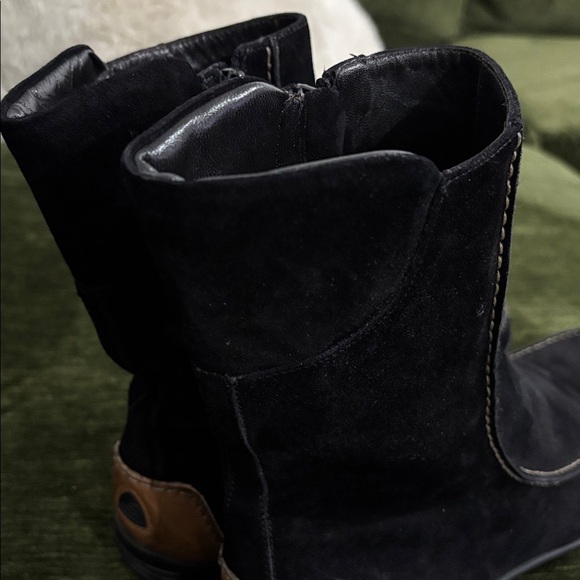 Attilio Giusti Leombruni Women Moc Toe Black Suede Leather Zip Bootie Size 8 - Picture 6 of 11